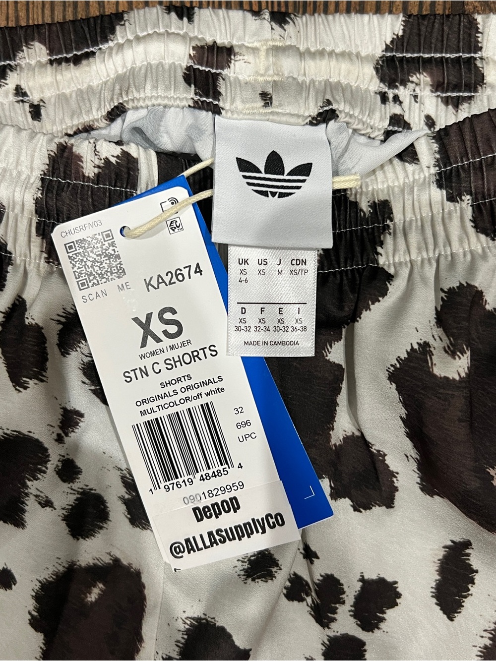 🤎🤍 adidas Cow Print Satin Shorts - SOLD OUT ONLINE! XXS, XS, L, XL Avail. - Picture 8 of 12